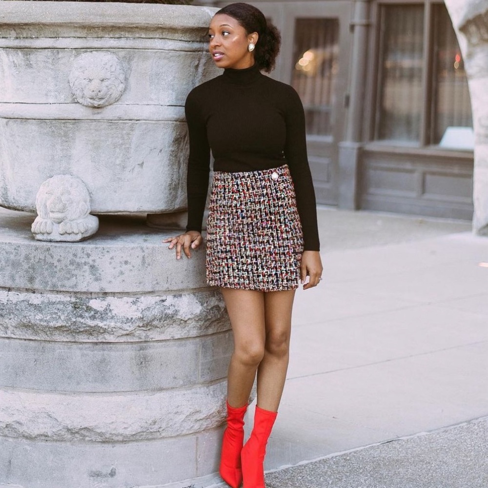 CHICWISH TWEED MULTICOLORED MINI DRESS